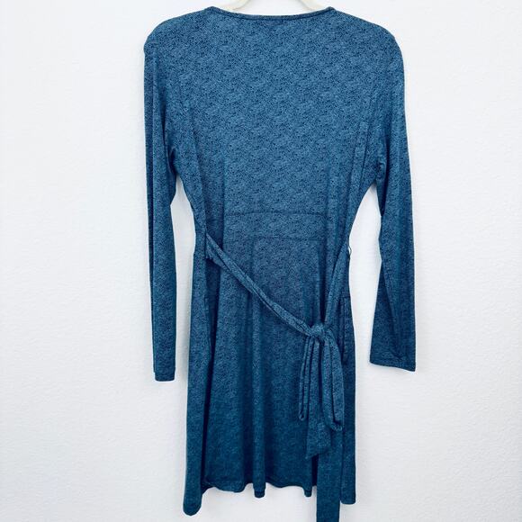 Toad & Co Womens Cue Wrap Long Sleeve Dress Size S Active Stretch Waist Tie Blue - Picture 4 of 8